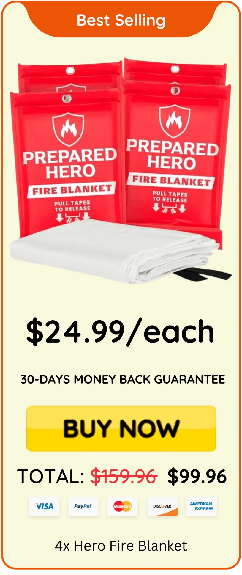 Prepared Hero Fire Blanket package price